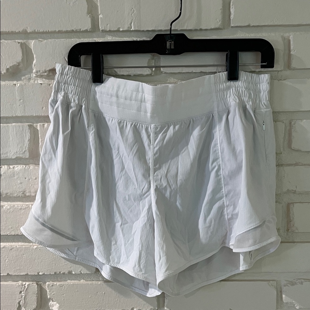 lululemon white athletic shorts with smocked waistband